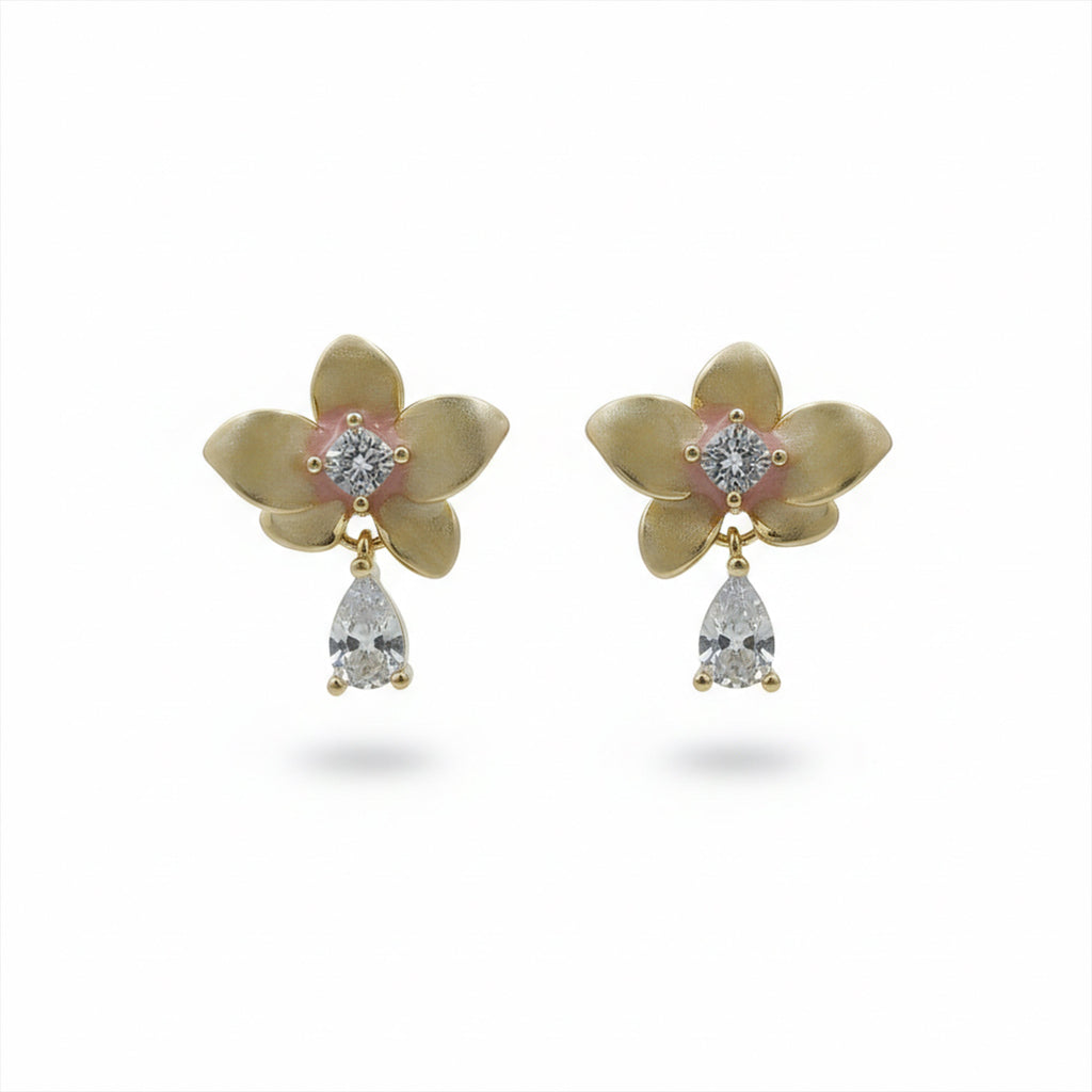 Gold Floral Stud Earrings GWE -147