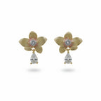 Gold Floral Stud Earrings GWE -147