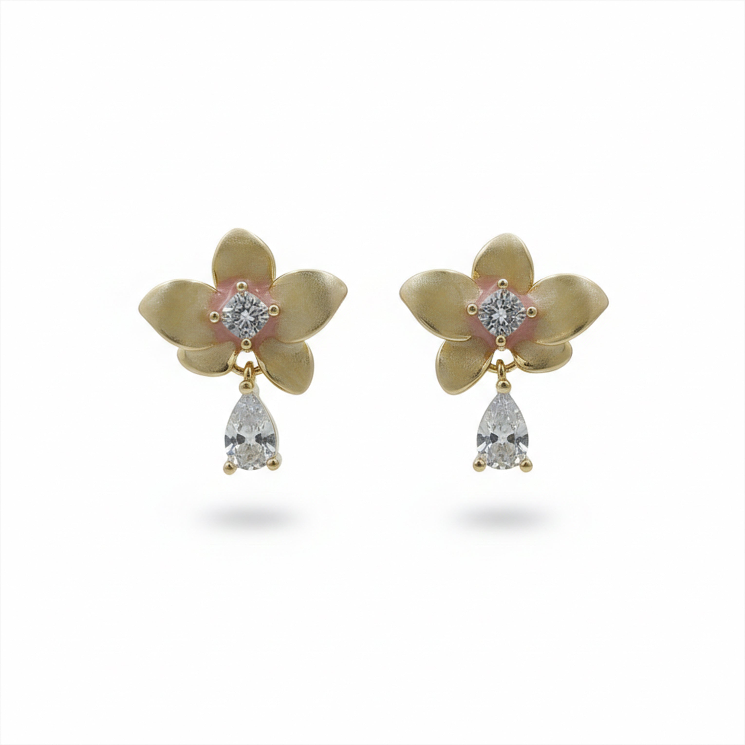 Gold Floral Stud Earrings GWE -147