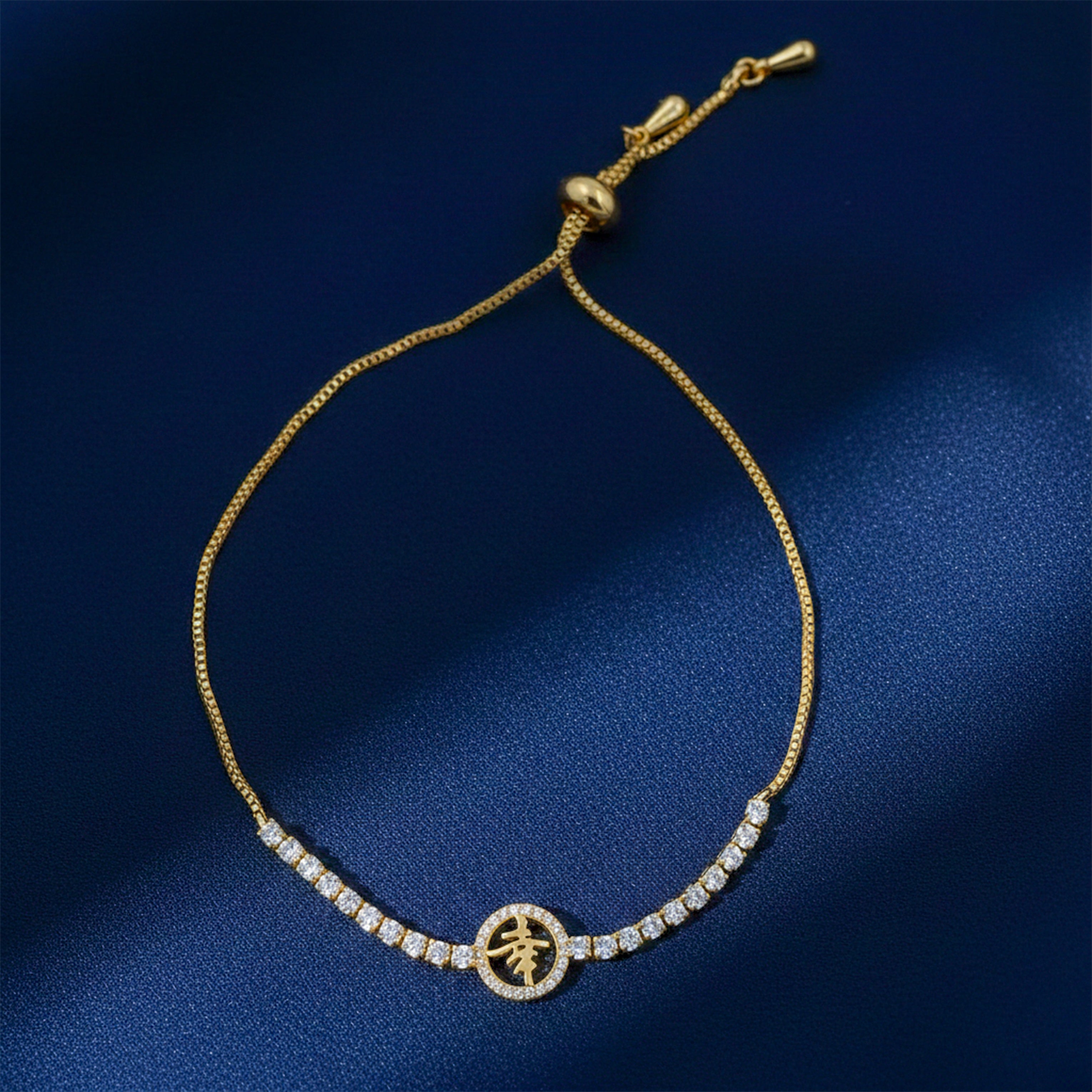 Gold Lucky Symbol Adjustable Bracelet GWB -108