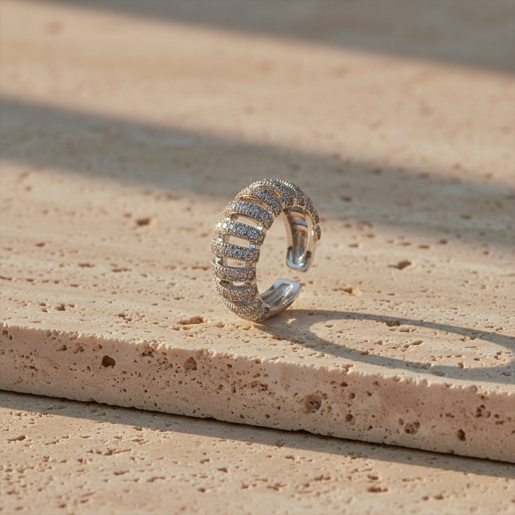 Silver Crystal Cuff Ring GMR -19