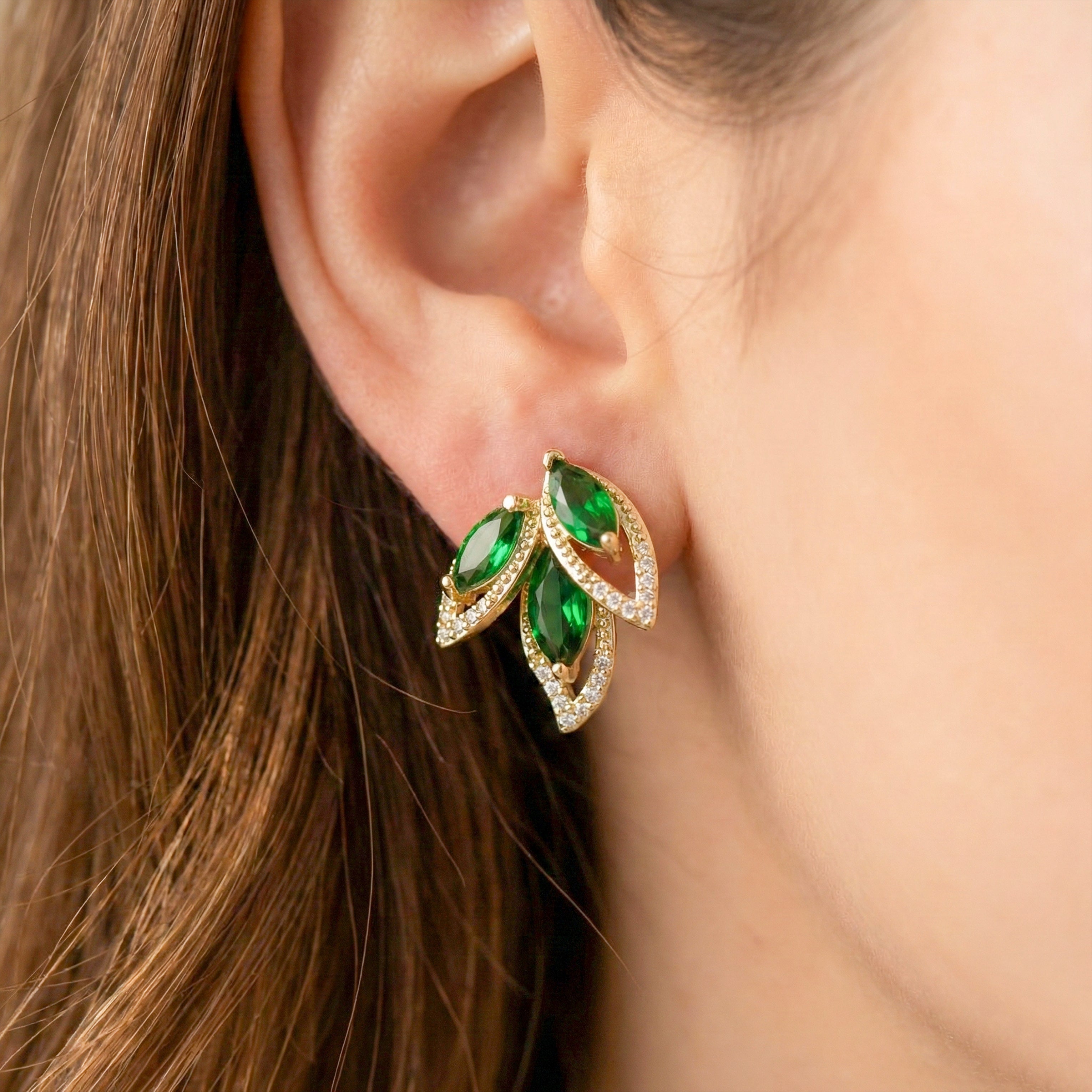 Green Marquise Earrings GWE -171