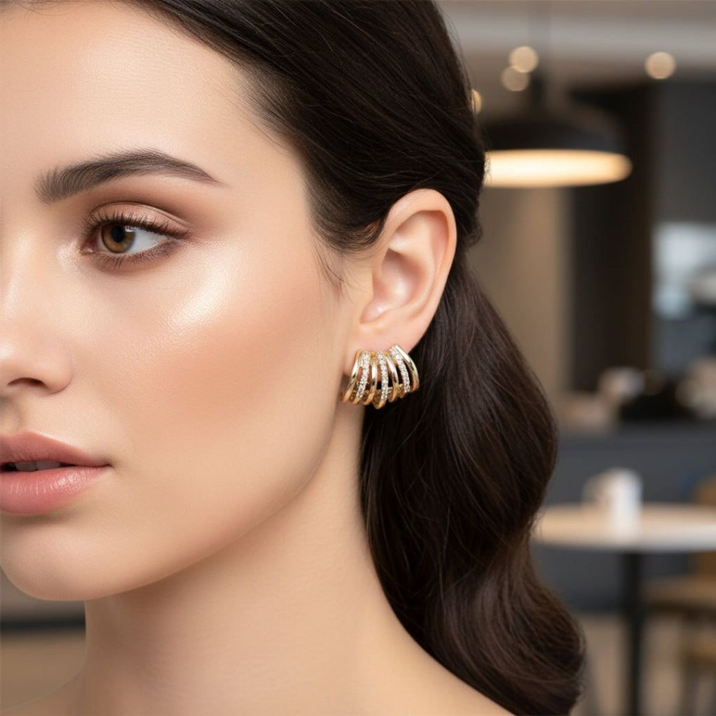 Golden Wave Studs Earring GWE -6