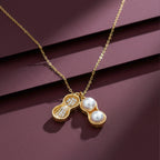 Golden Peanut Pearl Charm Necklace GWN -32