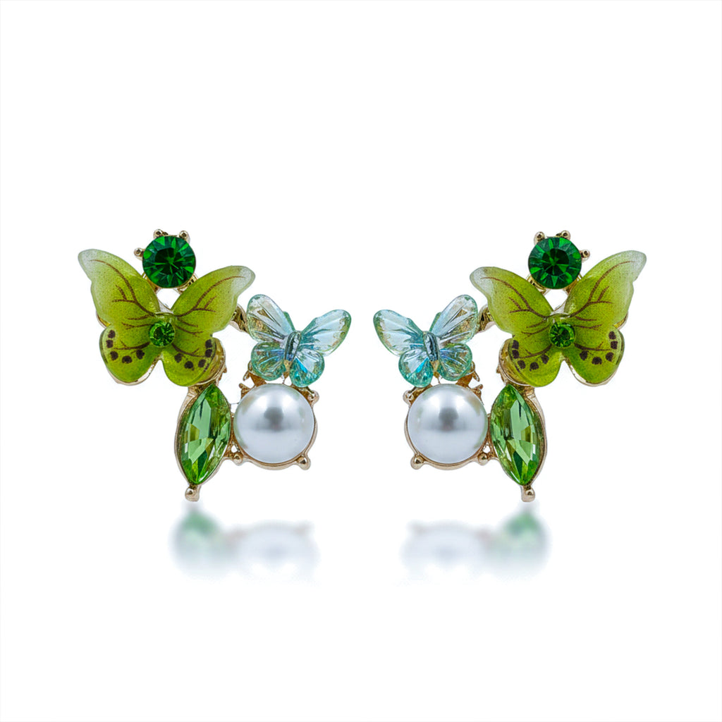 Green Butterfly Earrings -212