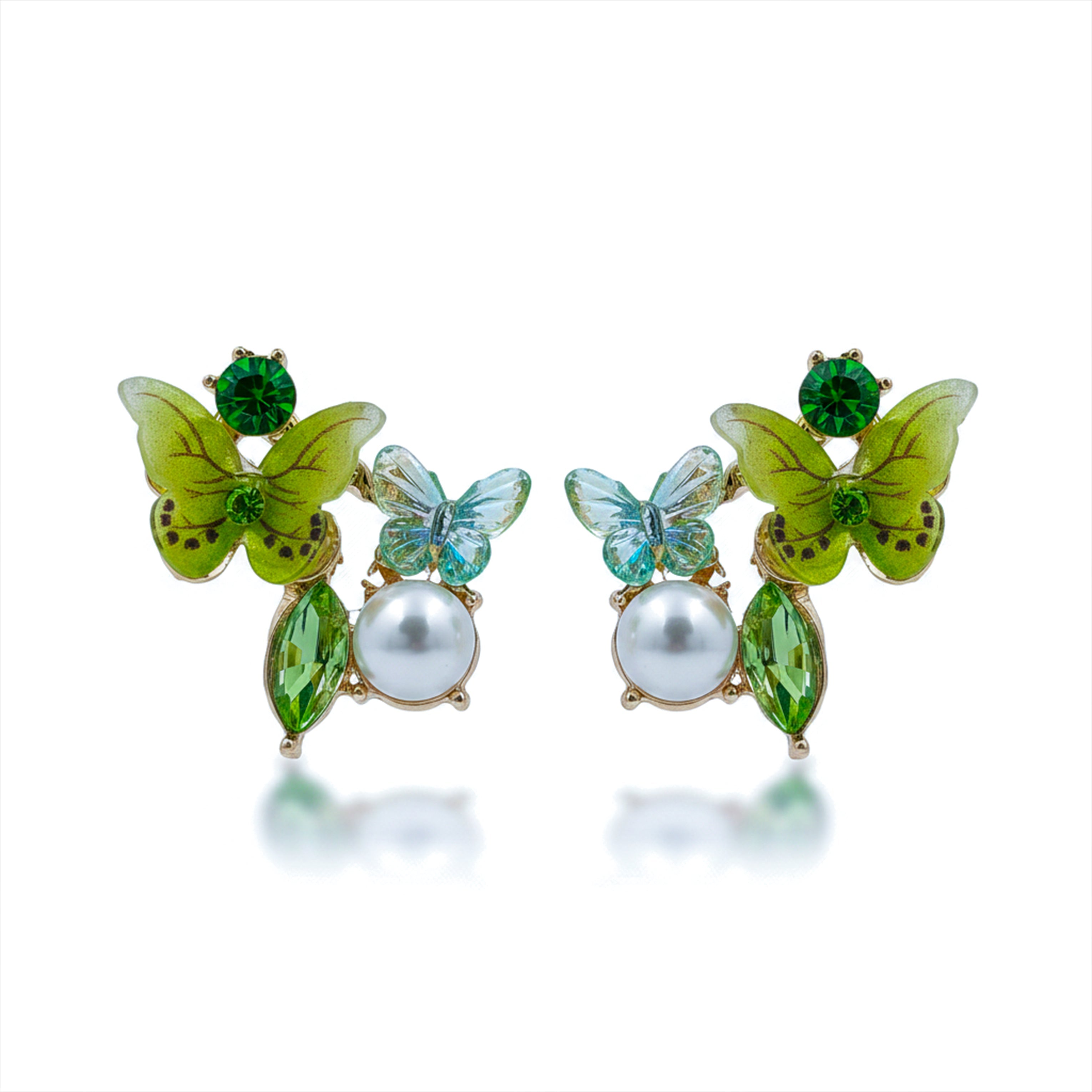Green Butterfly Earrings -212