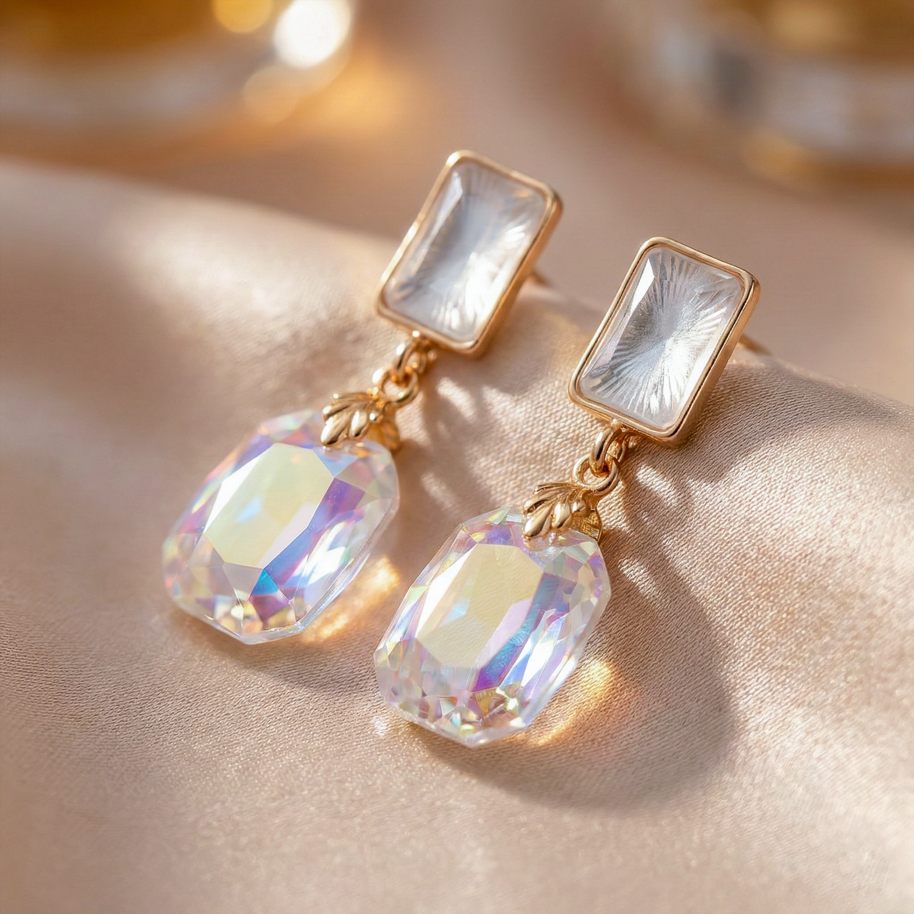 Iridescent Crystal Drop Earrings GWE -174