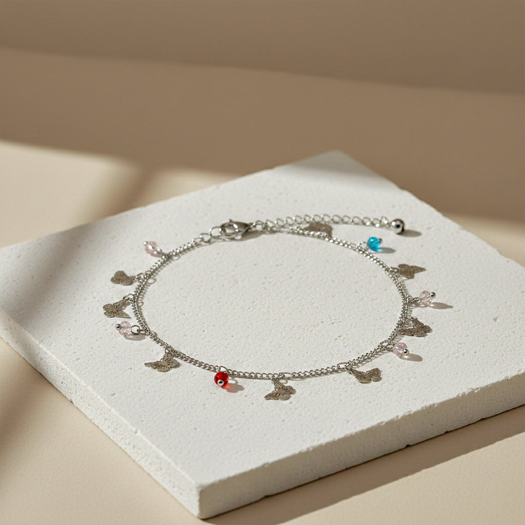 Butterfly Multicolor Beaded Anklet GWA -25