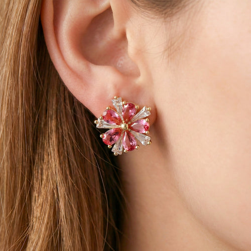 Crystal Flower Stud Earrings GWE -160