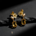 Yellow Floral Crystal Earrings GWE -245