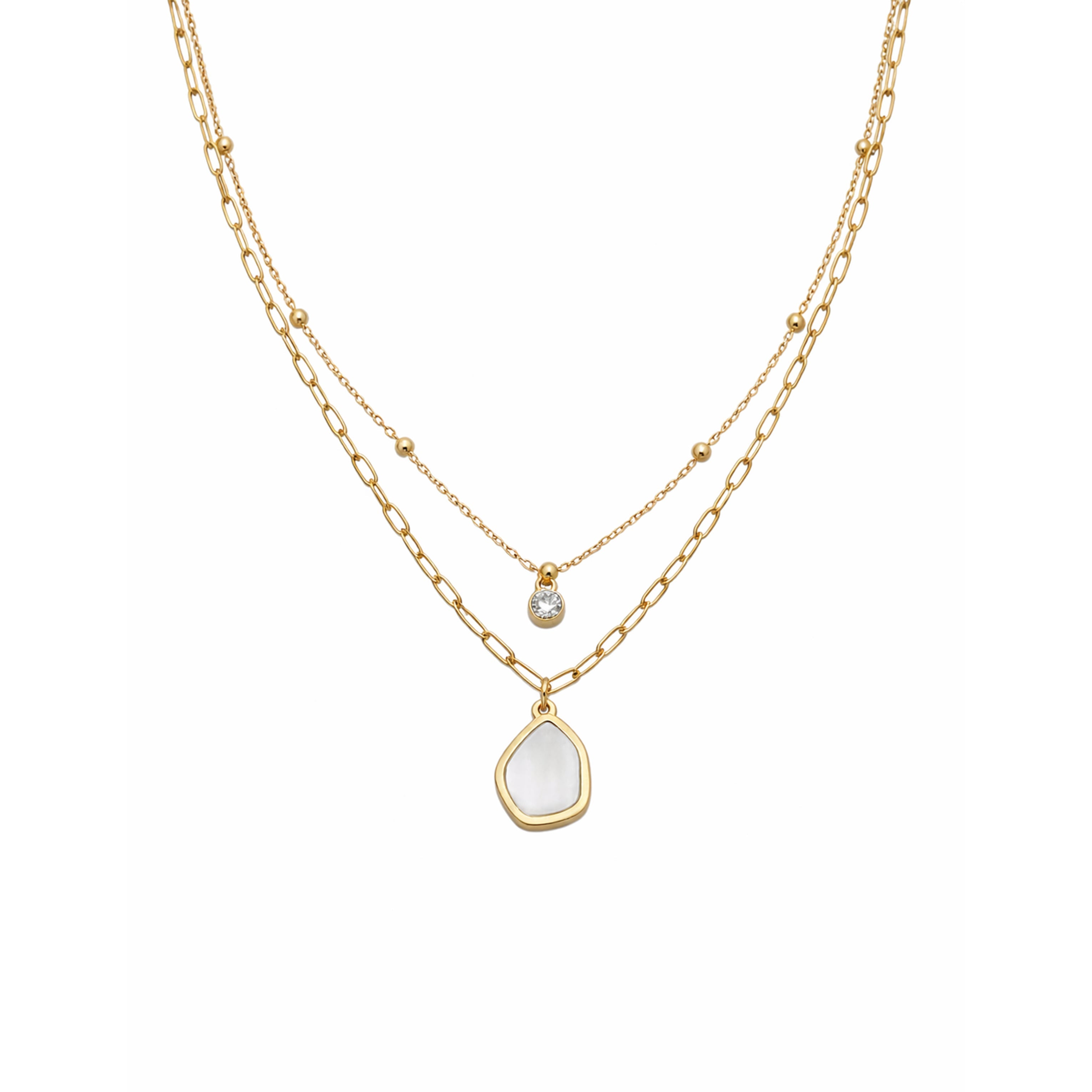 Gold Layered Paperclip Chain Women Necklace GWN -131