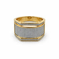 Men’s Gold-Tone Silver Textured Ring GMR -13
