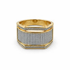 Men’s Gold-Tone Silver Textured Ring GMR -13