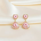 Pink Floral Stone Earrings GWE -248