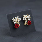 Floral Bouquet Crystal Stud Earrings GWE -145