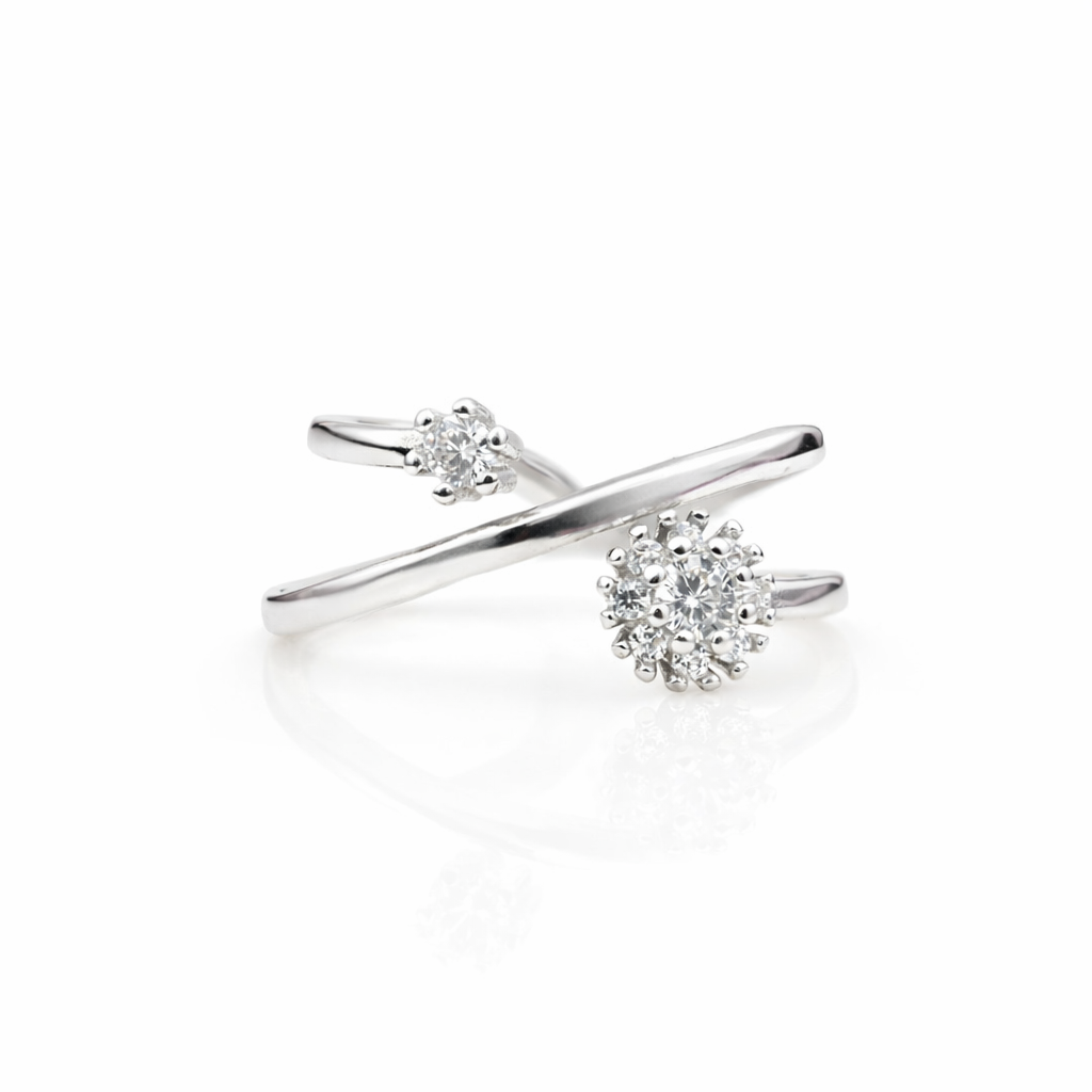 Silver Halo Solitaire Ring GWR -87
