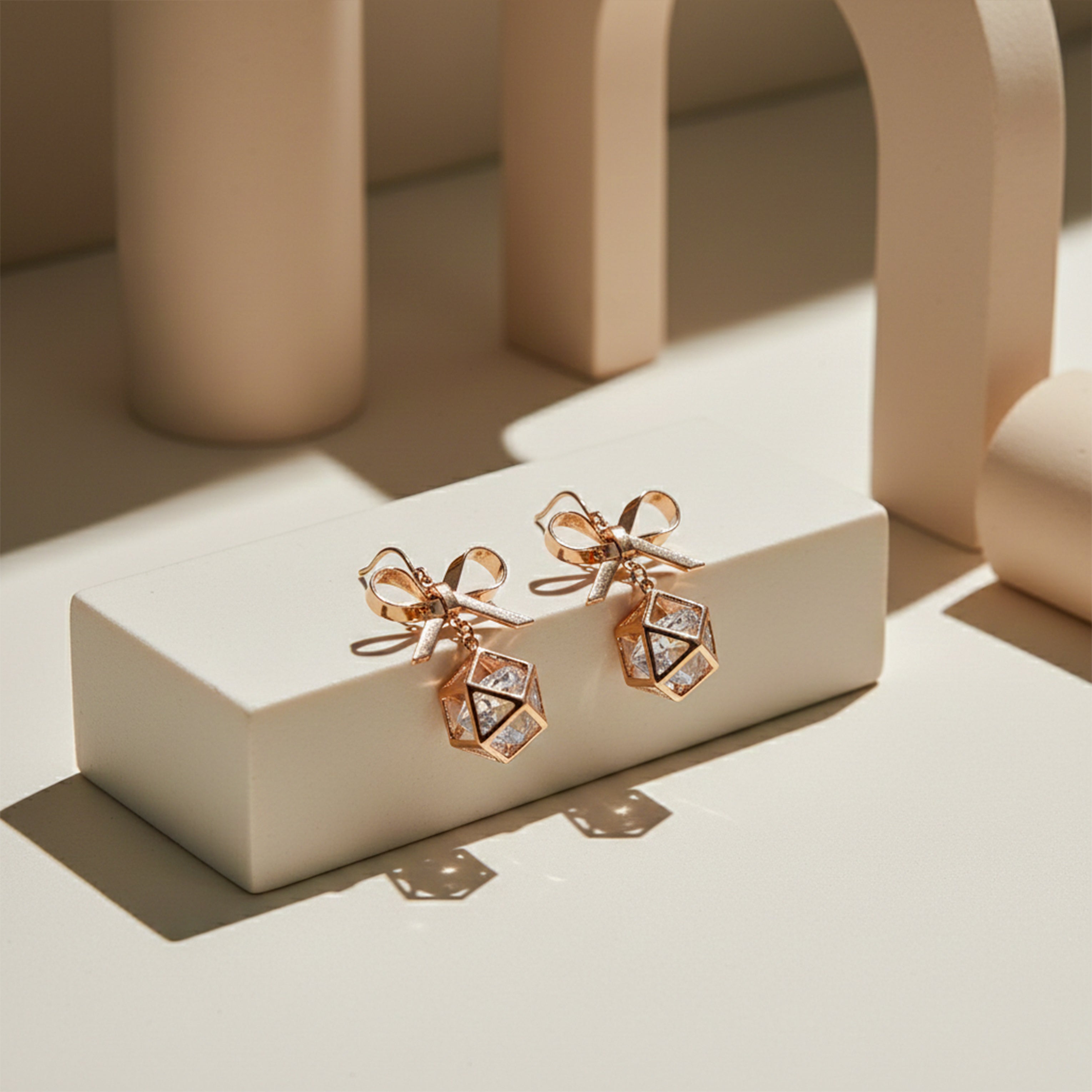 Rose Gold Bow Earrings GWE -120