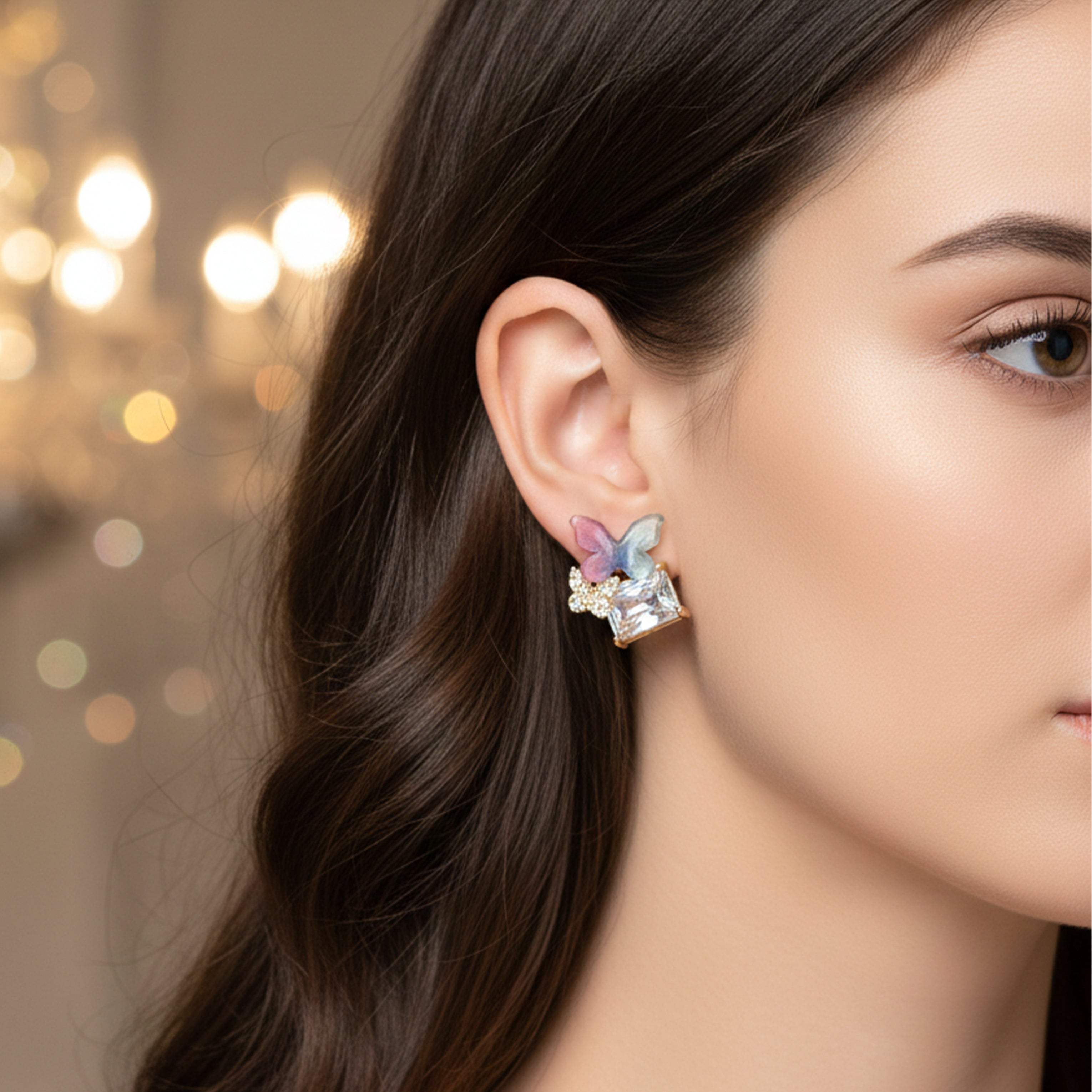 Butterfly Crystal Stud Earrings GWE -128