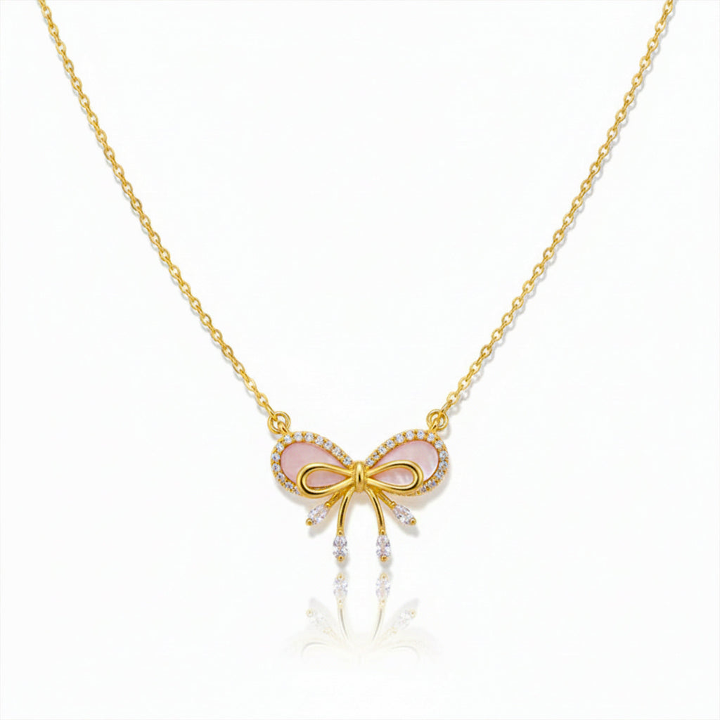 Gold Coquette Bow Women Necklace GWN -154