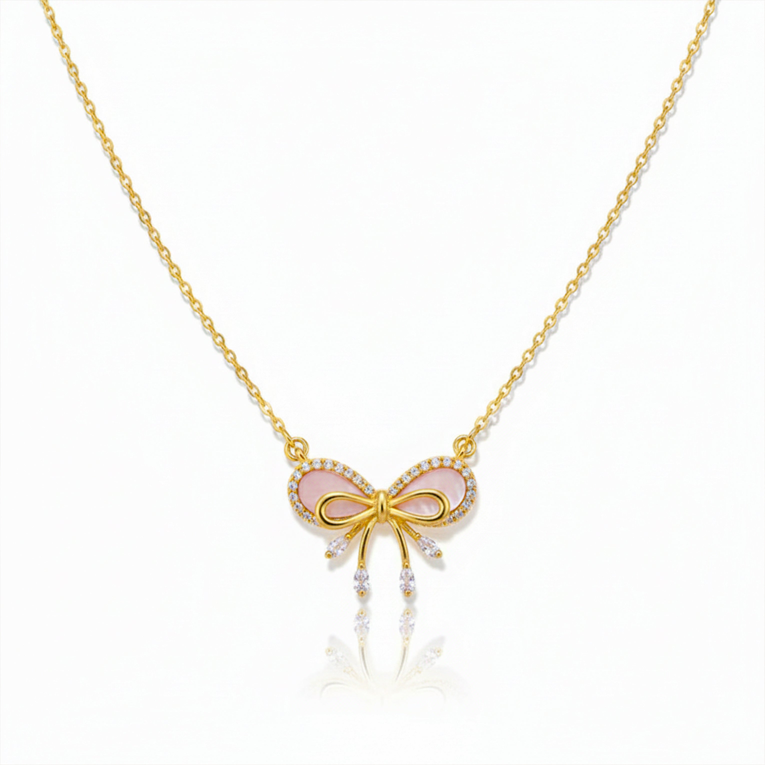 Gold Coquette Bow Women Necklace GWN -154