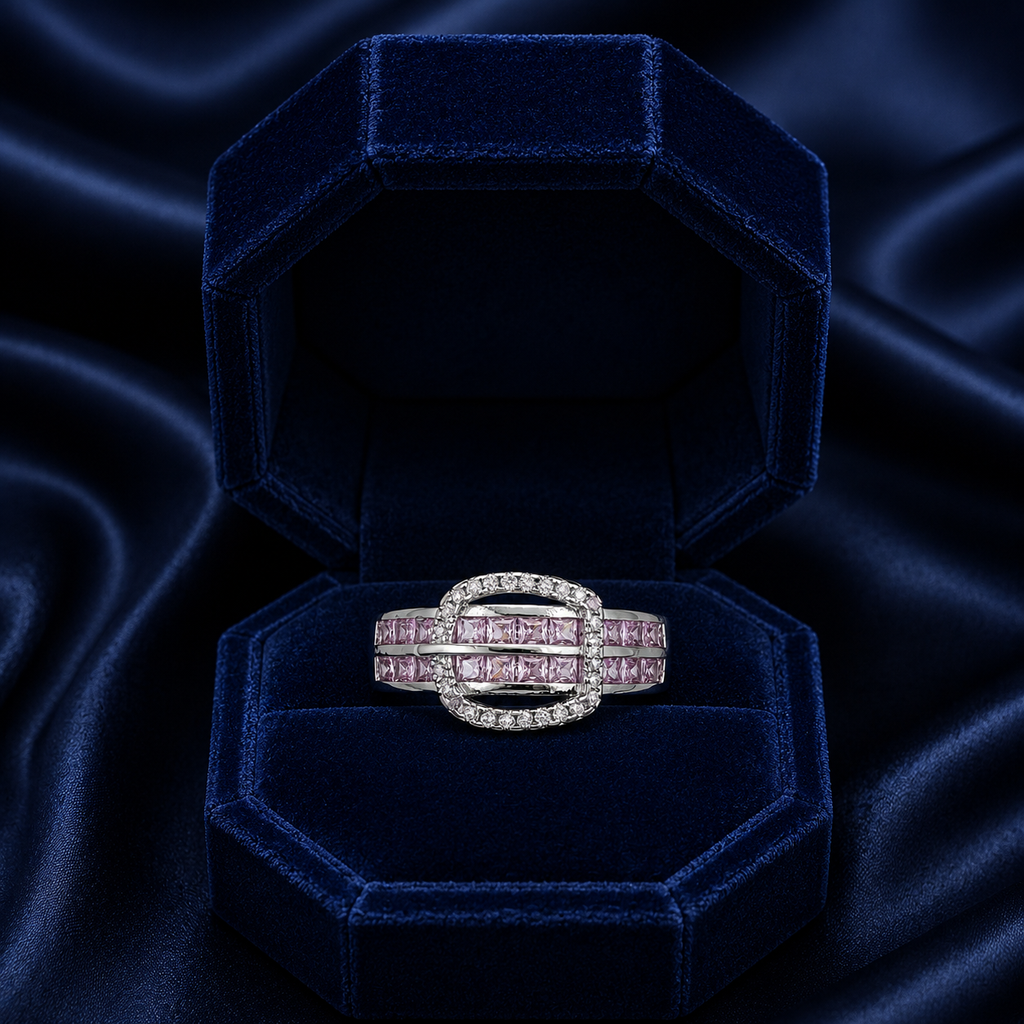 Pink Crystal Buckle Ring GWR -52