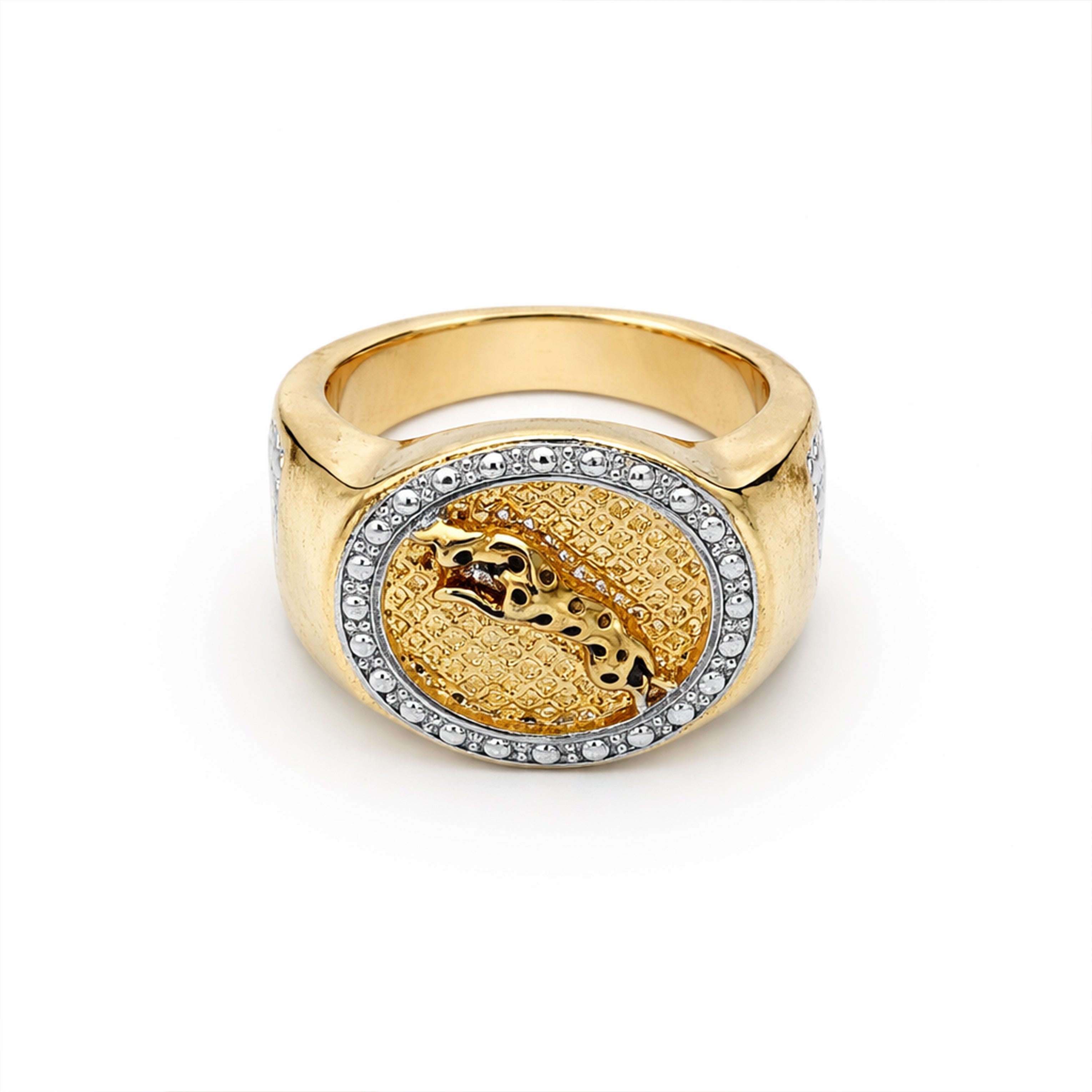 Men’s Gold-Tone Leopard Statement Ring GMR -20