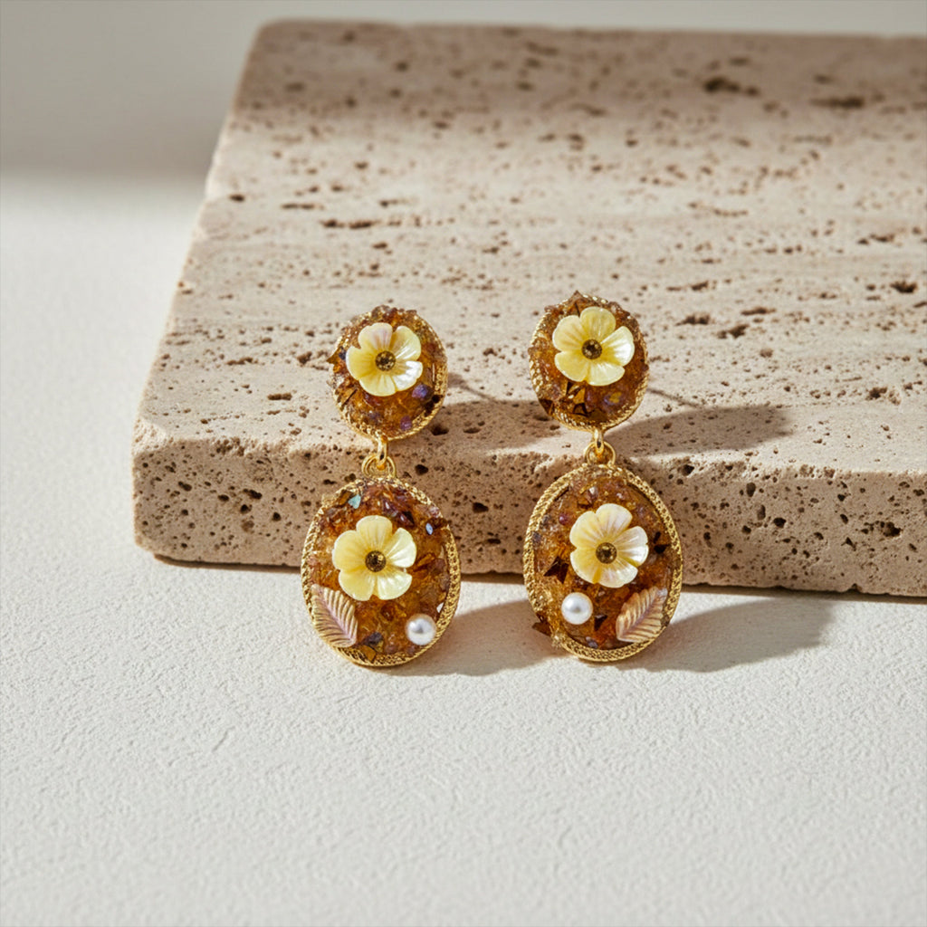 Golden Floral Earrings GWE -246