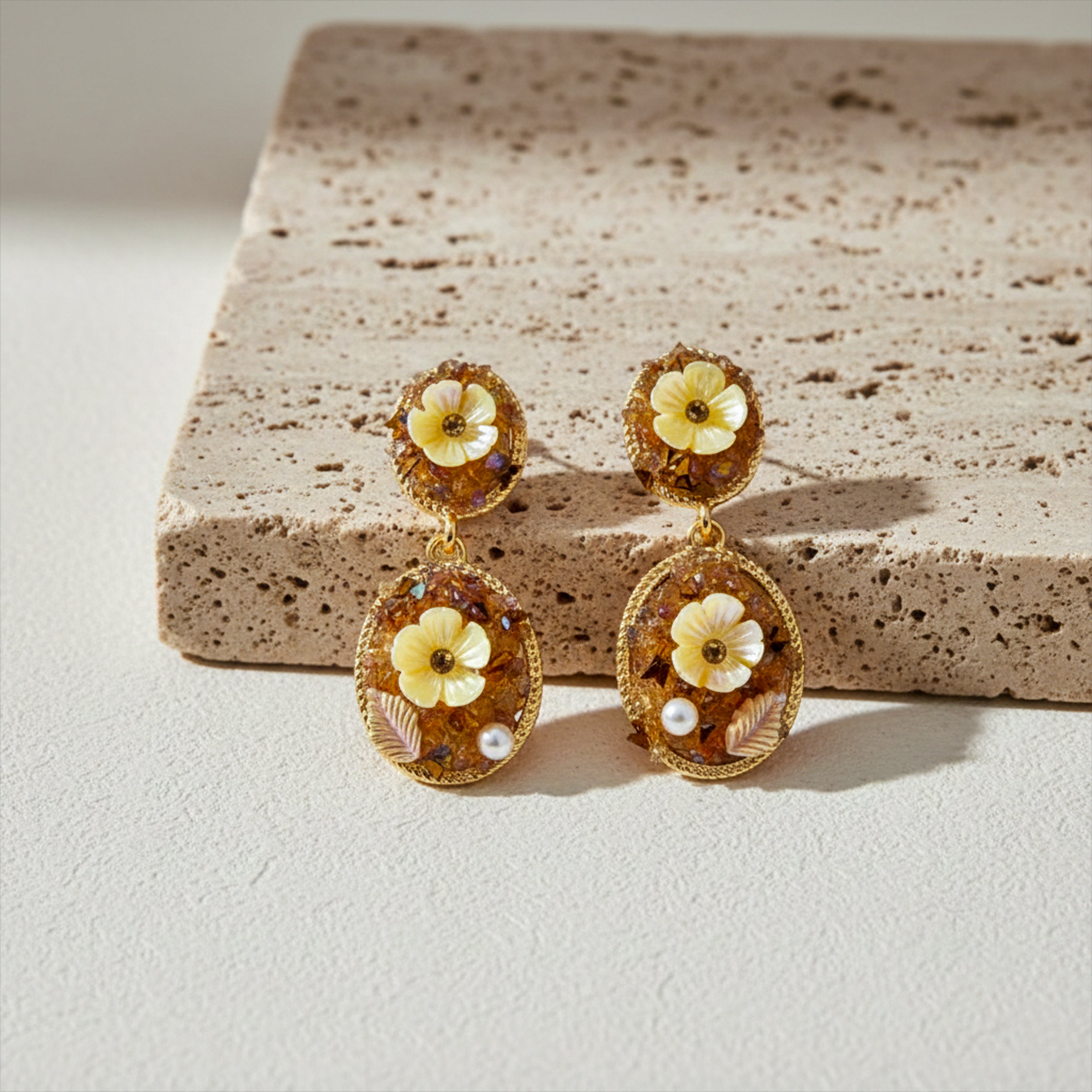 Golden Floral Earrings GWE -246