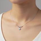 Halo Moonstone Pendant Necklace GWM -83