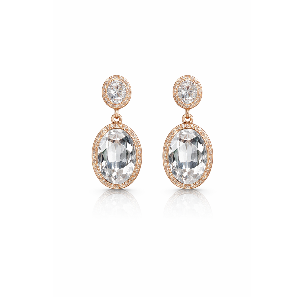 WibeStone Amaya Crystal Bloom Earrings – Floral Sparkle Elegance