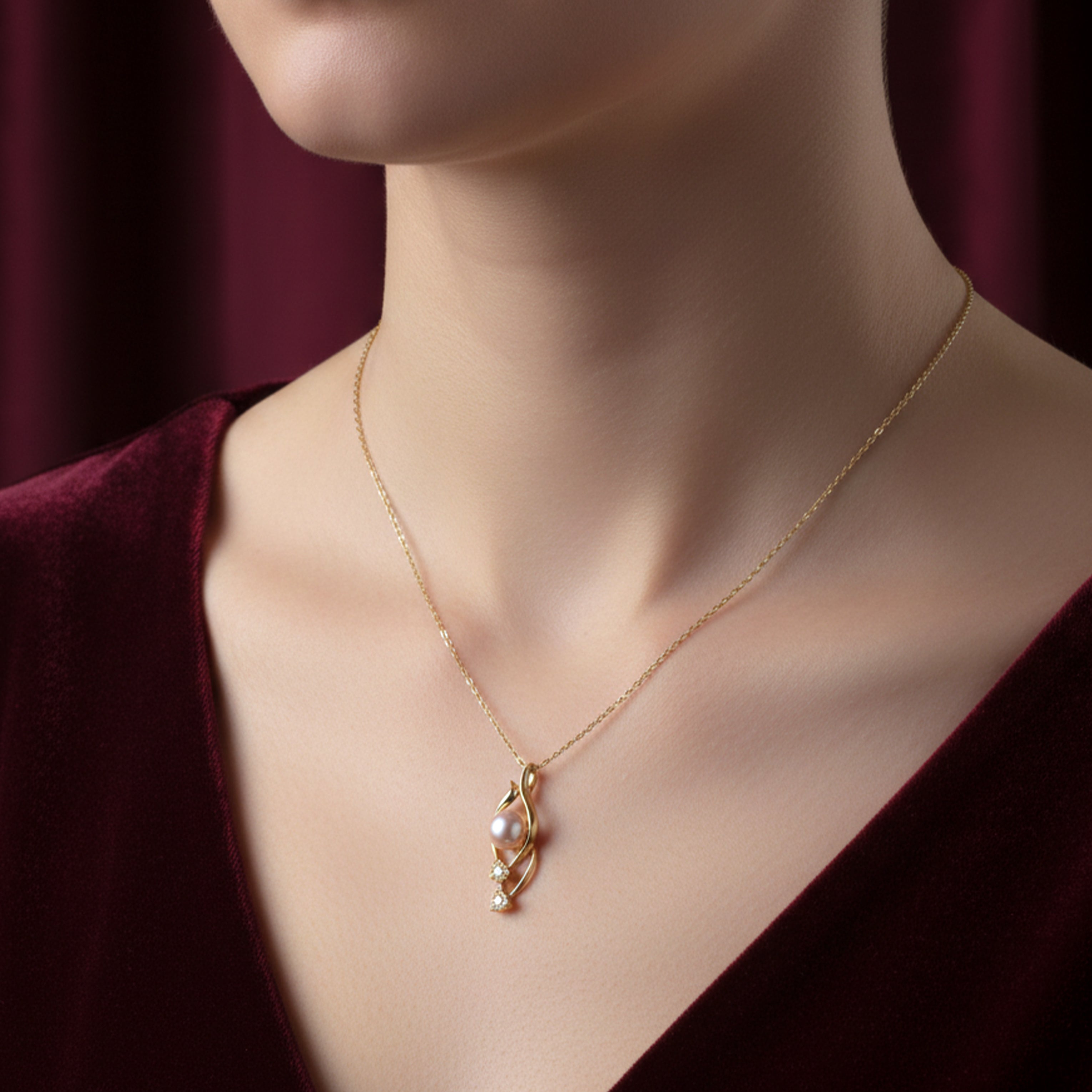 Elegant Gold Teardrop Necklace GWN -43