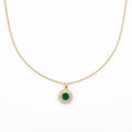 Emerald Green Floral CZ Pendant Necklace GWN -82