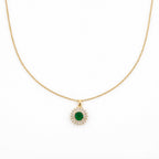 Emerald Green Floral CZ Pendant Necklace GWN -82