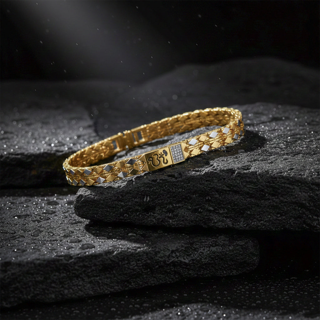 Men’s Om Symbol Gold-Tone Link Bracelet GMB -11