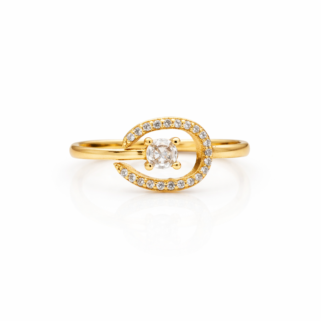 Golden Swirl Solitaire Ring GWR -89