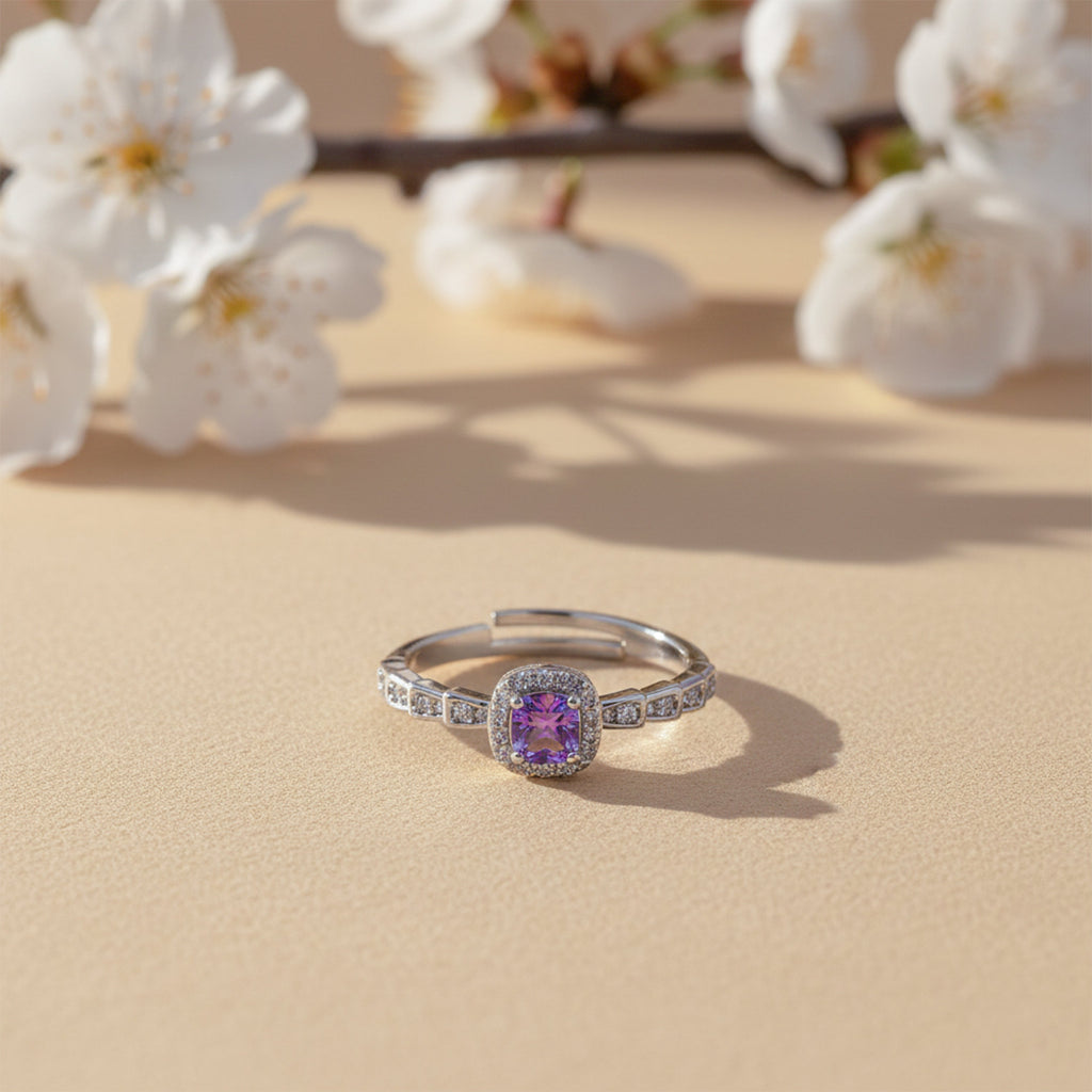Lavender Halo Adjustable Ring GWR -41