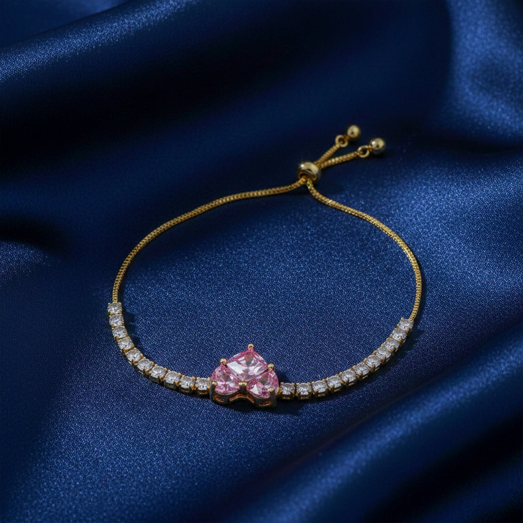 Pink Heart Adjustable Bracelet GWB -117