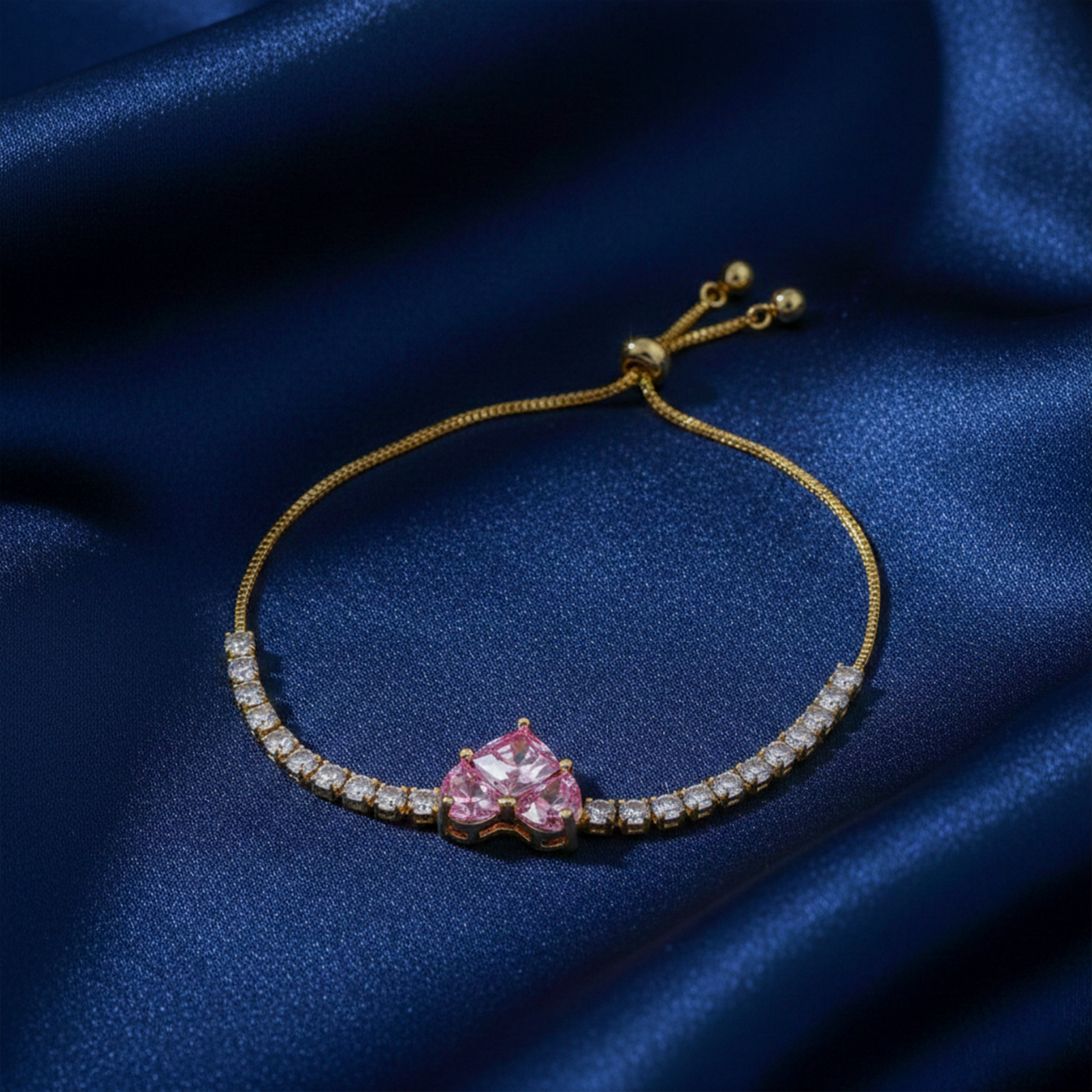 Pink Heart Adjustable Bracelet GWB -117