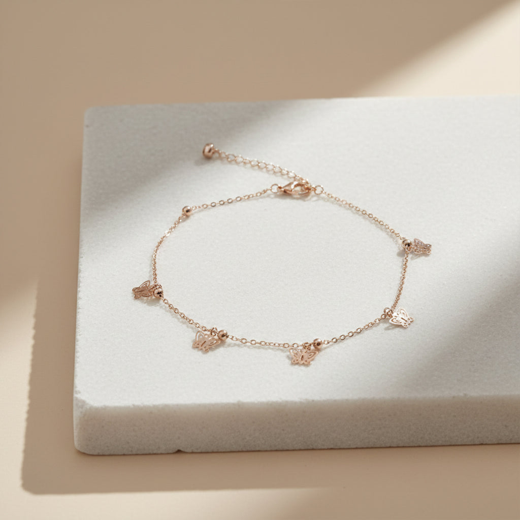 Rose Gold Butterfly Charm Anklet GWA -17