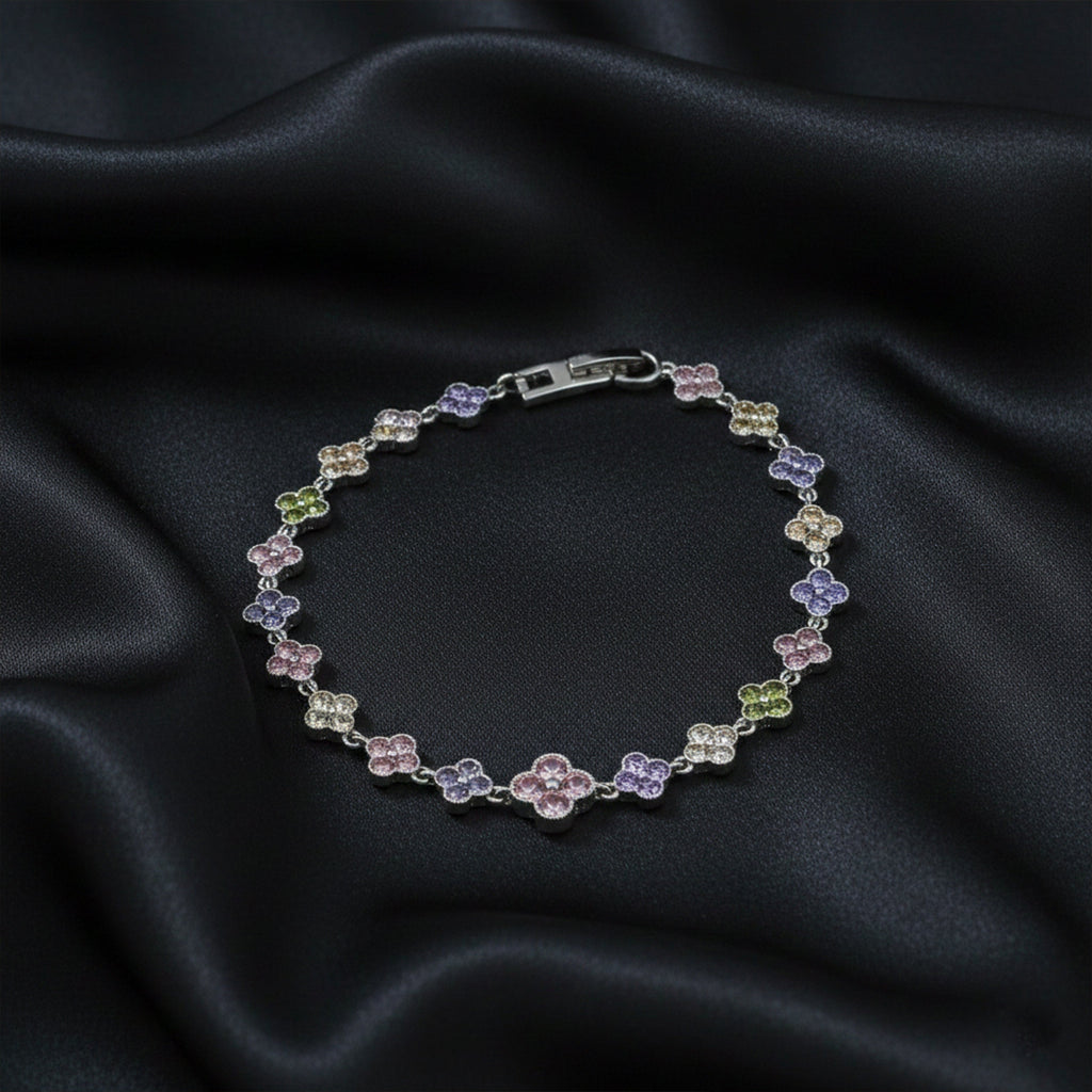 Multicolor Floral Tennis Bracelet GWB -131