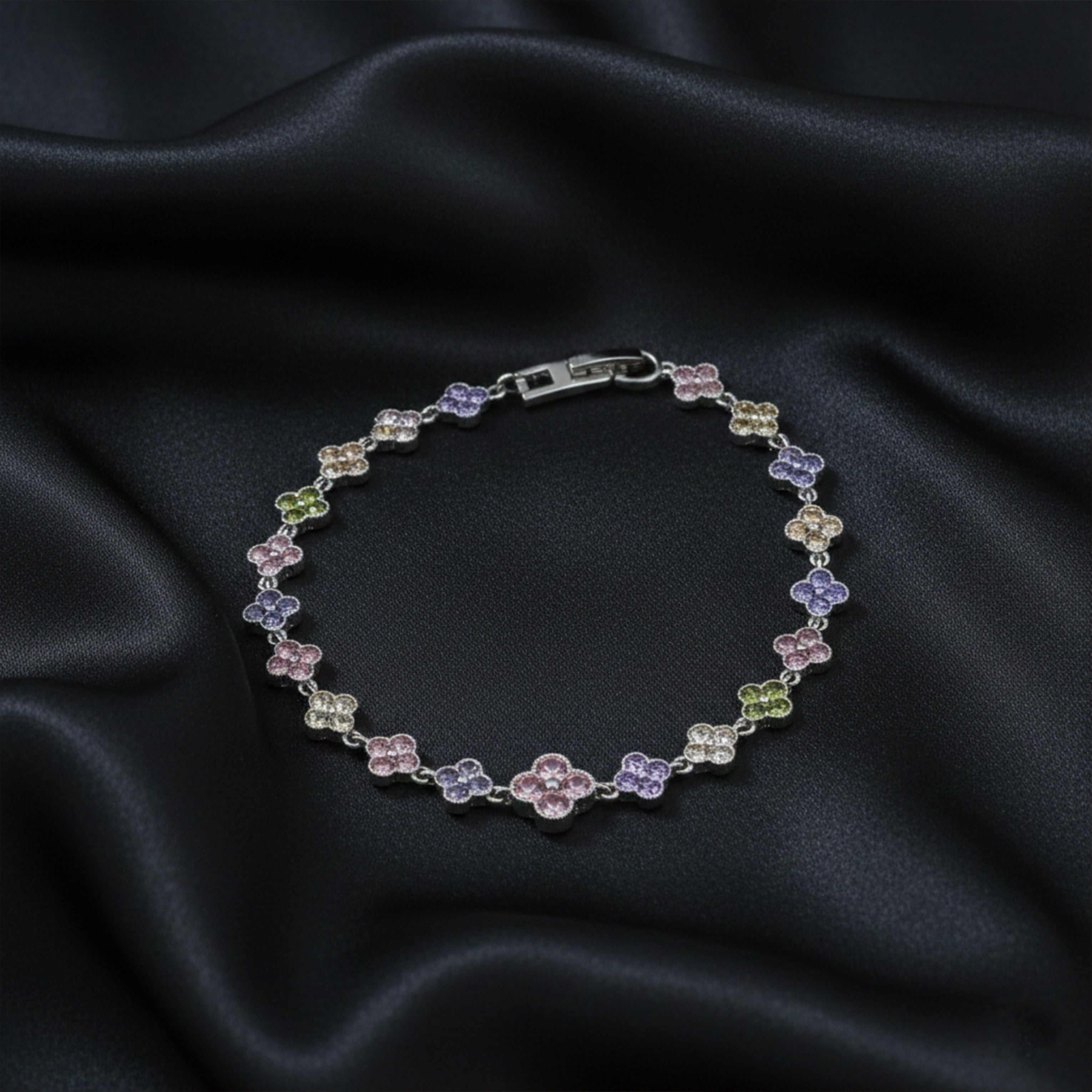 Multicolor Floral Tennis Bracelet GWB -131