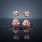 Pink Floral Stone Earrings GWE -248