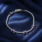 Purple Floral Accent Tennis Bracelet GWB -134