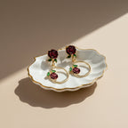 Rose Floral Hoop Drop Earrings GWE -175