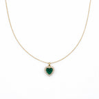 Emerald Heart Halo Pendant Necklace GWN -69