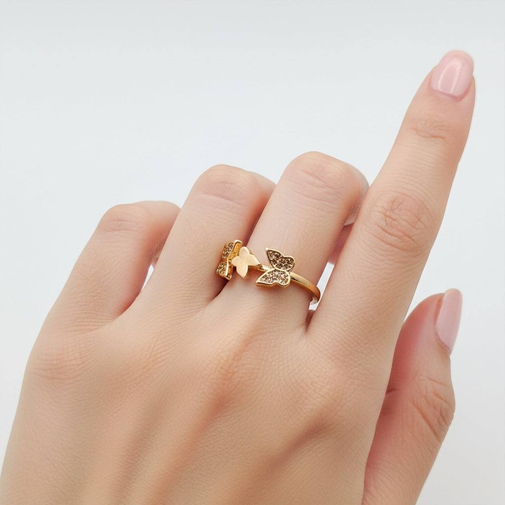 Golden Twin Butterfly Ring GWR -14