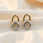 Dual Orbit Two-Tone Link Stud Earrings GWE -55