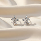 Silver Blossom Floral Stud Earrings GWE -111