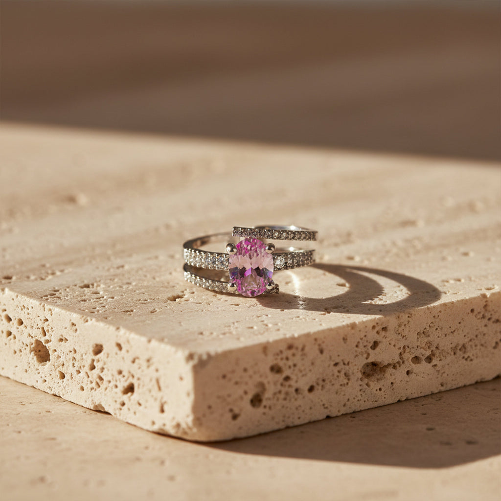 Silver Blush Solitaire Ring GWR -54