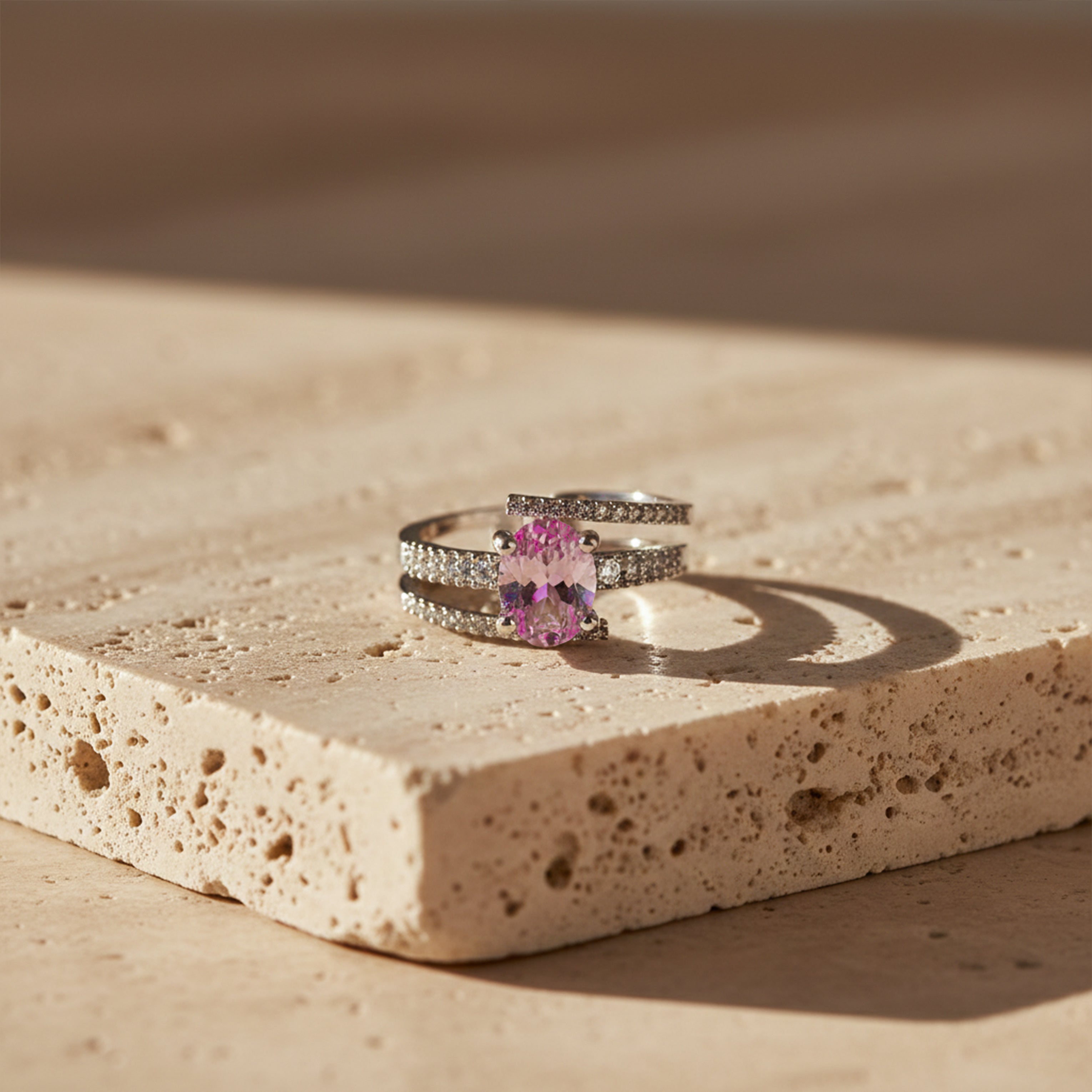 Silver Blush Solitaire Ring GWR -54